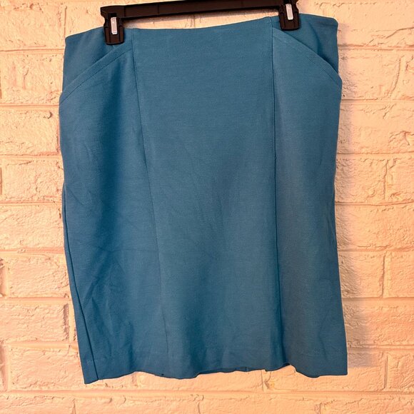 CABI Teal Blue Sigourney Side Zip Office Mini Pencil Skirt Style 3220 Size 10 - Picture 3 of 8